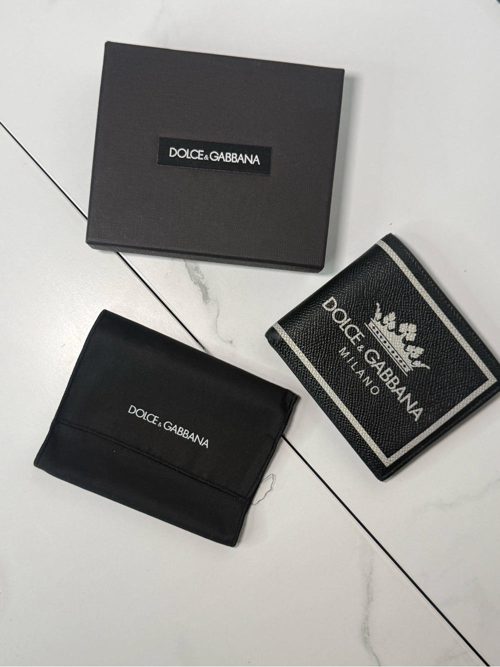 Dolce & Gabbana Black Men's Folded Wallet with Logo Crest